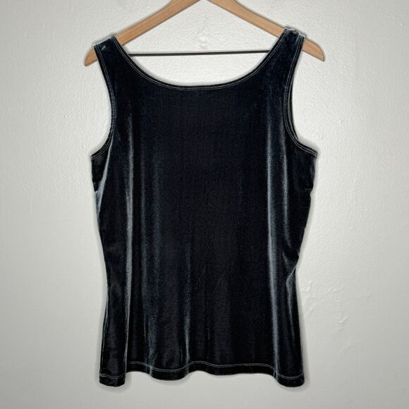Susan Graver Womens Velvet Tank Top Large Gray Velour Square Neck Office‎ Event - Picture 2 of 7